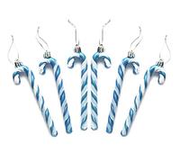 Pack of 6-13CM Glitter Candy Cane -Christmas Tree Hanging Decoration Bauble Xmas Ornament (Turquoise)