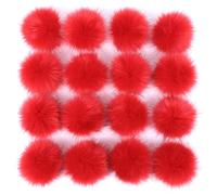 Pack of 6 15-18 cm Faux Fur Pompoms, Faux Fur Pompoms for Crafts, Artificial Fur Pompoms, Fluffy Bobble Pom Pom for Crafts, DIY, Creative Crafts, Hats, Gloves, Bag, Pendants, Decoration, Red