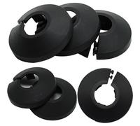 Pack of 6,15mm Black Radiator Cover,Pipe Covers,Radiator Pipe Collars, Plastic Radiator Pipe Covers Black Pipe Collars Split Plastic Lightweight Escutcheon Cover Plate for Wall Pipe Tube Decoration