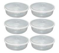 (Pack of 6) 2000ml Round Food Storage Containers with Lids - BPA-Free Airtight Plastic Tubs, Reusable Meal Prep Boxes Microwave Fridge & Freezer Safe for Lunch, Salad, Leftovers & Kitchen Storage Use