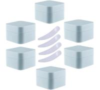 Pack of 6, 30ml Square Blue Plastic Cream Jars Cosmetic Pots with Inner Liner Containers for Lip Balm, Lotion(Blue,50ml)