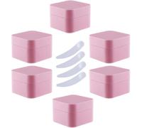 Pack of 6, 30ml Square Blue Plastic Cream Jars Cosmetic Pots with Inner Liner Containers for Lip Balm, Lotion(Roze,50ml)