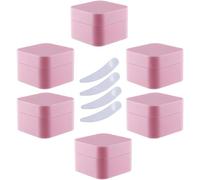 Pack of 6, 30ml Square Blue Plastic Cream Jars Cosmetic Pots with Inner Liner Containers for Lip Balm, Lotion(Roze,20ml)