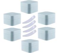 Pack of 6, 30ml Square Blue Plastic Cream Jars Cosmetic Pots with Inner Liner Containers for Lip Balm, Lotion(Blauw,5ml)