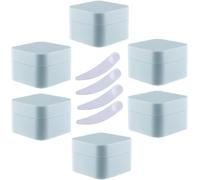 Pack of 6, 30ml Square Blue Plastic Cream Jars Cosmetic Pots with Inner Liner Containers for Lip Balm, Lotion(Blue,30ml)