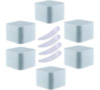 Pack of 6, 30ml Square Blue Plastic Cream Jars Cosmetic Pots with Inner Liner Containers for Lip Balm, Lotion(Blauw,20ml)