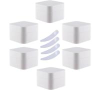 Pack of 6, 30ml Square Blue Plastic Cream Jars Cosmetic Pots with Inner Liner Containers for Lip Balm, Lotion(Bianco,5ml)