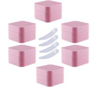 Pack of 6, 30ml Square Blue Plastic Cream Jars Cosmetic Pots with Inner Liner Containers for Lip Balm, Lotion(Roze,10ml)