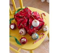 Pack of 6 3D Christmas baubles red