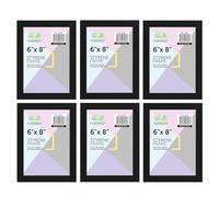 [PACK OF 6] - 6" x 8" Inch Photo Frame With Styrene Front 15 cm x 20 cm, Wall Mountable or Table Top Classic Design Picture Display Frame for Amazing Home & Office Wall Decor - (BLACK)
