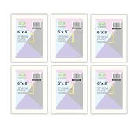 [PACK OF 6] - 6" x 8" Inch Photo Frame With Styrene Front 15 cm x 20 cm, Wall Mountable or Table Top Classic Design Picture Display Frame for Amazing Home & Office Wall Decor - (WHITE)