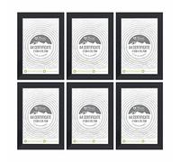Pack Of 6 - A4 Black Premium Wooden Picture Frame with Glass Window | Freestanding Wall Mount or Tabletop Display Great For Home Wall Decor, Office.