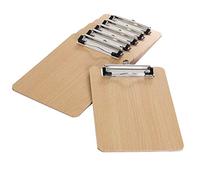 [Pack of 6] A5 Clipbboard 4mm Extra Thick, Density Board, Rubberized Metal Clamp, Durable Paper Holder Writing Memo Document Form Holder, Wood Writing Board, Rounded Corners, TKD8010