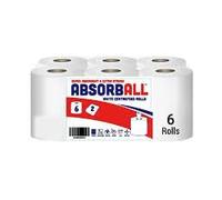 Pack of 6 AbsorbAll - Plain Film White 2-Ply CentreFeed Rolls - 170 Sheets per Roll, 16.6cm x 22cm Sheet Size, 37.4m Roll Length, 37.3m² Total Coverage
