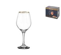 Pack Of 6 Amber Goblets Burgundy Gold Cl 36.5-440265 Transparent Pasabahce