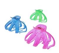 Pack of 6 Assorted Translucent Bright Neon 8cm Octopus Hair Claws/Clamps