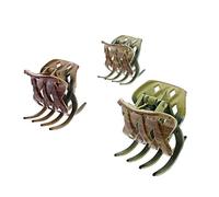 Pack of 6 Assorted Wooden Effect 4.5cm Criss Cross Hair Claws/Clamps