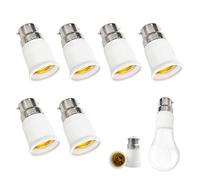 Pack of 6 B22 to E27 Socket Adapter, B22 to E27 Lamp Socket Converter, Lamp Holder from Bayonet BC Cap to Edison ES Screw, Ideal for Voltages 0-220V 10A Heat Resistant, Durable and Safe