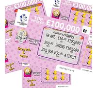 Pack of 6 Baby Pregnancy Announcement Reveal Lottery Scratch Cards Fun Way To Announce Your Pregnant Novelty Fake Scratchcards Gift (It's A Girl)