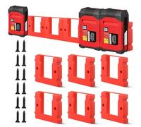 Pack of 6 Battery Holders for Einhell 18 V Series Battery, with 12 Screws, TPDL Battery Storage Rack, Battery Dock Holder, Compatible with Einhell PXC 18 V Batteries, for Work Trolleys, Racks