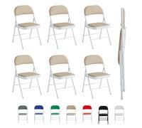 Mcc Direct Set Of 6 Folding Dining Chairs With Metal Frame And Padded Seats Beige