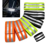 Pack of 6 Bicycle Trousers Clip Reflective Band Elastic Strong Reflective Band with Fastener - Prevents Trouser Leg in the Chain, Safe at Night - Perfect for Cycling, Jogging, Outdoor