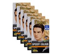 (Pack of 6) Bigen Men's Speedy Colour 104 Natural Brown - Easy & Speedy Application with 2 Applicator Combs - No Ammonia - Excellent Gray Hair Coverage