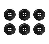 Pack of 6 Black and Dark Grey Buttons 23mm Round Faux Horn Sew On Plastic Button for Coats Jackets Cardigans Flat 4 Holes 36L