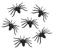Pack of 6 Black Plastic Spiders Insects Halloween Horror Joke Prank Prop 7cm