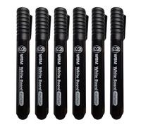 (Pack of 6) Black Whiteboard Markers Dry Erase Marker Pens Dry Wipe Whiteboard Bullet Tip Non Toxic Low Odour for Writing on Whiteboard Flipcharts Planners Glass For School Office & Home