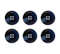 Pack of 6 Blue 25mm Round Faux Horn Sew On Plastic Buttons for Coats Jackets Cardigans Flat 4 Holes 40L