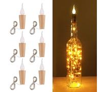 Pack of 6 Bottle Fairy Lights Corks, 2 m 20 LEDs Fairy Lights for Bottles, Cork Fairy Lights White with Flame Shape, LED Bottle Light for DIY Bottles, Party, Wedding, Halloween, Christmas Decoration