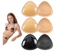 Pack of 6 Bra Inserts Made of Gel and Cotton, Breathable Soft Self-Adhesive Inserts, Triangle Shape for Optimal Hold and Volume, Skin-friendly, Reusable, Ideal for Bra, Bikini, Bride