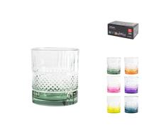 Pack of 6 Bright Glass Tumblers, Assorted Colors, 34cl