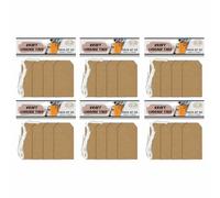 (Pack of 6) - Brown Luggage Kraft Tags with String Gift Labels Price Tags 6.5 x 12cm Rectangle Blank Card Christmas Gifts Decorations Tags Brown DIY Hanging Tags - (180 Pcs)