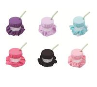 Pack of 6 Cap Scrunchie Hair Band Drink Cover, KO Drop Protection Bracelet for Party Disco Club (Black/Blue/Pink/Light Pink/Purple/Light Purple)