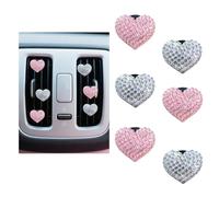 Pack of 6 Car Air Freshener Clip, Heart Shape Car Decoration, Interior Clip, Bling Rhinestone Car Air Freshener Diffuser, Car Perfume Diffuser for Car, Office, Living Room
