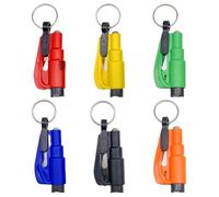 Pack of 6 Car Window Breaker Tool Keychain, 2 in 1 Glass Breaker and Seatbelt Cutter, Safety Window Break Hammer, Emergency Keychain Car Escape Tool, Applicable to Most Cars, Car Accessories 6 Color