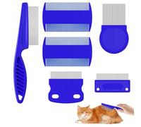 Pack of 6 Cat Dog Flea Comb, Lice Comb, Flea Comb for Removing Fleas, Metal Teeth Lice Comb, Flea Tear Stain Remover Comb