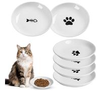 Pack of 6 Cat Feeding Bowls, Ceramic Cat Bowls, 15 cm Diameter, Cat Feeding Bowl, Cat Bowl for Pet Cats and Puppies (6 Pack - Without Silicone Base)