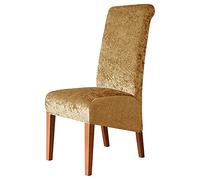 Pack of 6 Chair Covers for Dining Chair Crushed Velvet Slipcovers Wedding Decorative Seat Protector Washable Stretch Dining Chair Covers with Elastic Edge,Gold