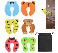 Pack of 6 Children's Clamp Protectors with Storage Bag Clamp Protection for Doors Door Stopper Baby Child Safety Door Window Lock Children Drawer Locks Baby Door Window Stopper with Animal Motifs
