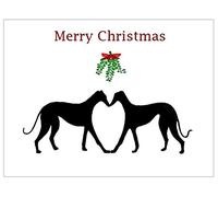 Pack of 6 - Christmas (Xmas) Card Roaching Greyhound Whippet Lurcher Italian Dog