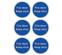 Pack of 6 Circular 85mm Vinyl 'Fire Door Keep Shut' Stickers - Durable, Weatherproof, Sun-Proof, and Long-Lasting Labels for Most Surfaces - Fire Door Safety Sign…