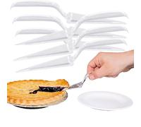 (Pack of 6) Clear 10" Disposable Plastic Pie and Cake Servers, Heavy Duty Spatula for Serving, Cutting, and Slicing Pizza, Pastry, and Desserts (Clear, Pack of 6)