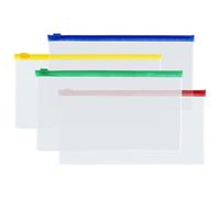 Pack of 6 - Clear Pencil Case Exam Stationery Transparent Zip Pouch Plastic Storage Document Wallet Cosmetics Organisers Cases Offices Supplies Travel Accessories (22.5cm x 12.5cm)