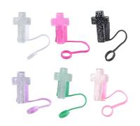 Pack of 6 Colorful Resin Straw Tip Covers Religious Protectors Sweet Religious Shape Straw Plug