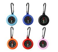 Pack of 6 Compass Outdoor Children, Key Holder with Compass and Carabiner, Portable Waterproof Keyring Compass Pendant for Outdoor Holiday Camp, Camping, Hiking, Travel