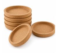 Pack of 6 Cork Coasters, Round with Rim, Cork Coasters, Extra Thick, Coasters, Cork, Absorbent, Heat Resistant, Reusable Glass Coasters for Cups, Glasses, Cups