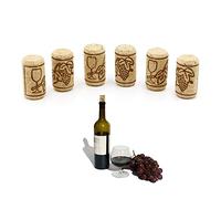 Pack of 6 Craft Wine Corks With Pattern, Cork Stopper for Beer and Glass Bottles Decorating DIY (21 x 39 mm)